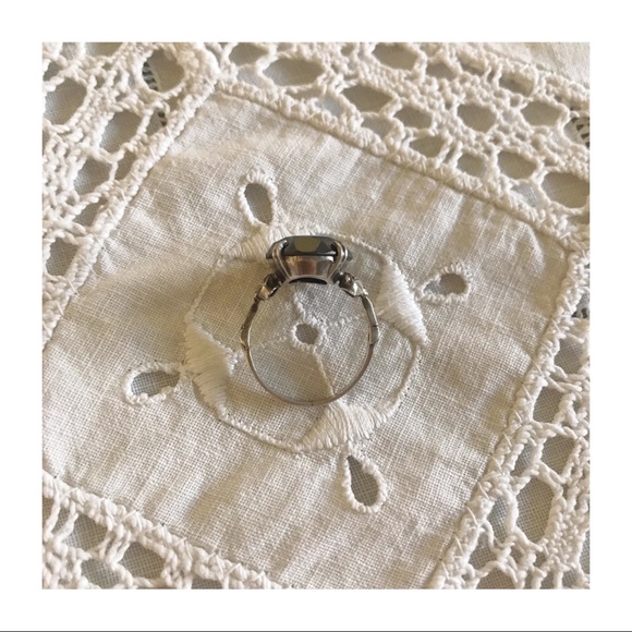 Vintage Faceted Hematite with Marcasite Silver Ring - Picture 4 of 4